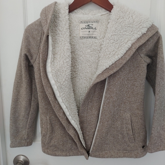 O’neill Sherpa Lined Diagonal Zip Jacket Medium - Picture 3 of 7